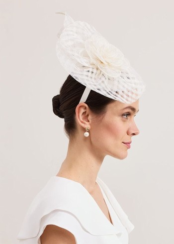 Phase Eight Flower Pillbox Fascinator Hats White Canada | GLHZEY-068